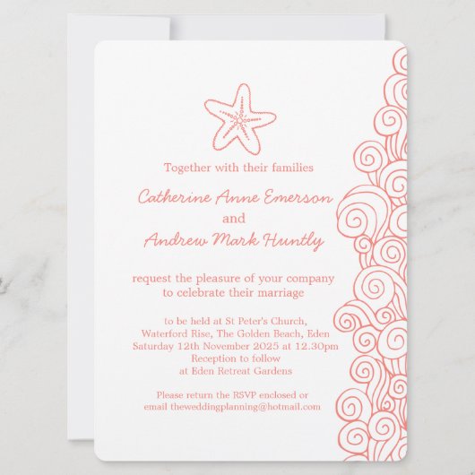Strandhochzeitseinladung des Starfishseestrudels Einladung (Rückseite)