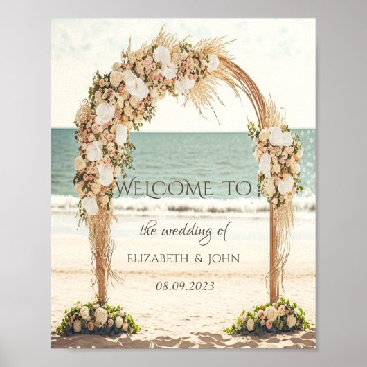 Strandhochzeitslaube Rosen Poster (Vorne)