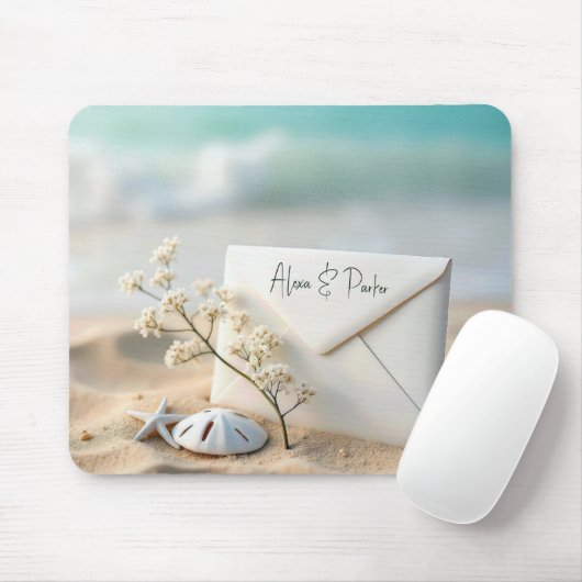 Strandhochzeitsumschlag im Sand Mousepad (Mit Mouse)