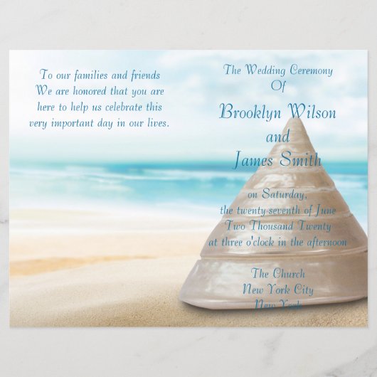 Strandhochzeitszeremonie-Programm-Flyer (Vorderseite)