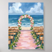 Strandhochzeitung Aisle Floral Wasserfarbe Poster (Vorne)