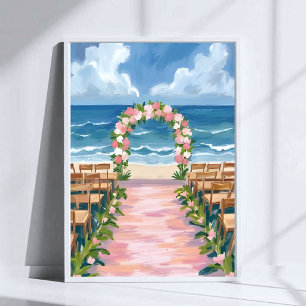 Strandhochzeitung Aisle Floral Wasserfarbe Poster