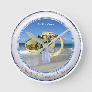 Strandhochzeitungs-Geschenkuhr Runde Wanduhr