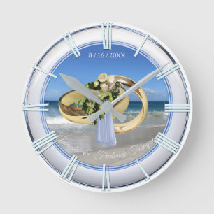 Strandhochzeitungs-Geschenkuhr Runde Wanduhr