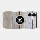 Strandholz Hintergrund Monogramm iPhone 16 Hülle (Rückseite (Horizontal))