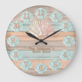 Strandholz - Wasserpfeifen und Muscheln Große Wanduhr (Vorderseite)