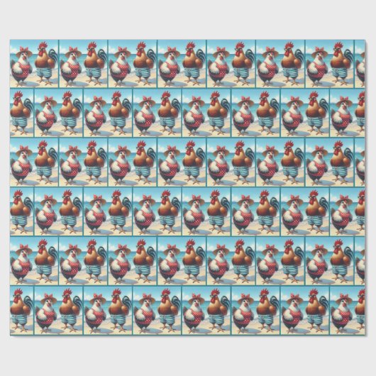 Strandhühner in Badeanzügen Geschenkpapier (Flach)