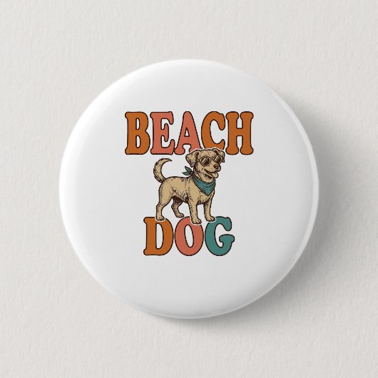 Strandhund Vintage Gravur Grafikdesign_1 Button (Vorderseite)