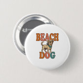 Strandhund Vintage Gravur Grafikdesign_1 Button (Vorne & Hinten)