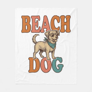 Strandhund Vintage Gravur Grafikdesign_1 Fleecedecke