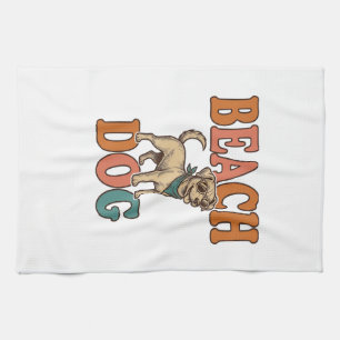 Strandhund Vintage Gravur Grafikdesign_1 Geschirrtuch