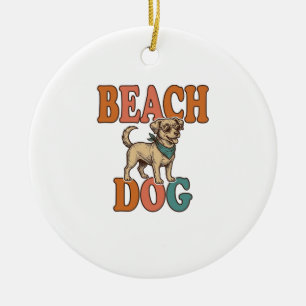 Strandhund Vintage Gravur Grafikdesign_1 Keramik Ornament