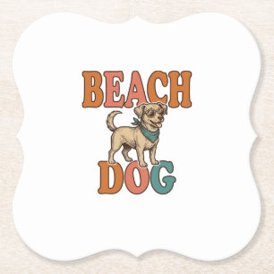 Strandhund Vintage Gravur Grafikdesign_1 Untersetzer