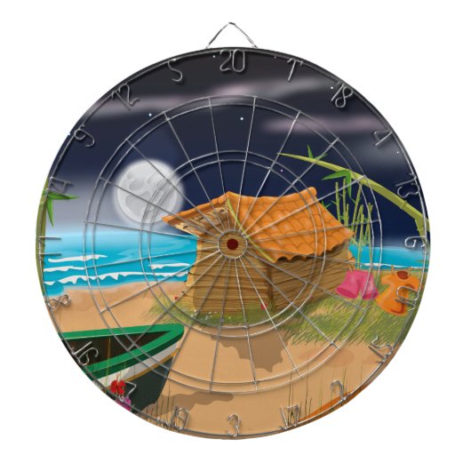 Strandhütte in der Nacht Dartscheibe (vorne)