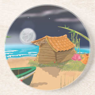 Strandhütte in der Nacht Untersetzer