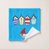 Strandhütte & Meerboot Badhandtuch Set (Waschlappen)