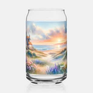 Strandhütte Sonnenuntergang Dünen Aquarell Dosenglas