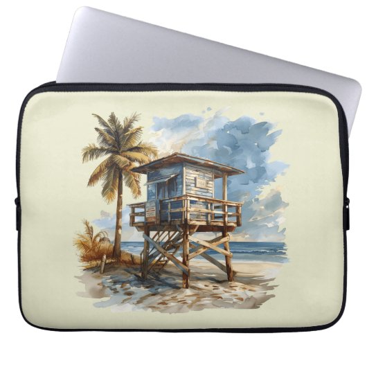 Strandhütte - Strandhütte Illustration Laptopschutzhülle (Vorderseite)