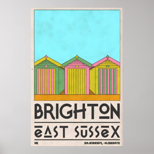 Strandhütte-Wandkunst Brighton Seaside Row - Mitte Poster (Vorne)