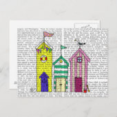 Strandhütten 1 Illustration Postkarte (Vorne/Hinten)