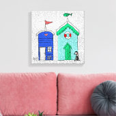 Strandhütten 2 Illustration Leinwanddruck (Insitu (Wohnzimmer))