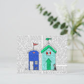 Strandhütten 2 Illustration Postkarte (Stehend Vorderseite)