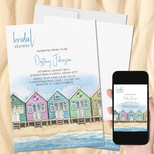 Strandhütten Aquarell Ozeanfront Brautparty Einladung
