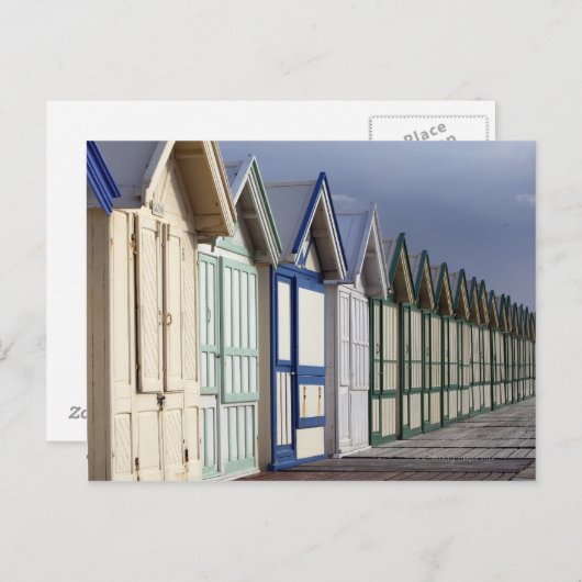Strandhütten auf einer 2 km langen Promenade Postkarte (Vorne/Hinten)