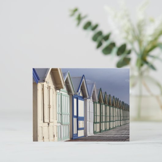 Strandhütten auf einer 2 km langen Promenade Postkarte (Stehend Vorderseite)