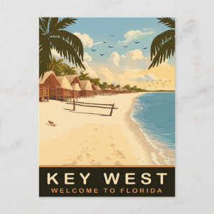 Strandhütten in Key West, Florida, Vintage Travel Postkarte