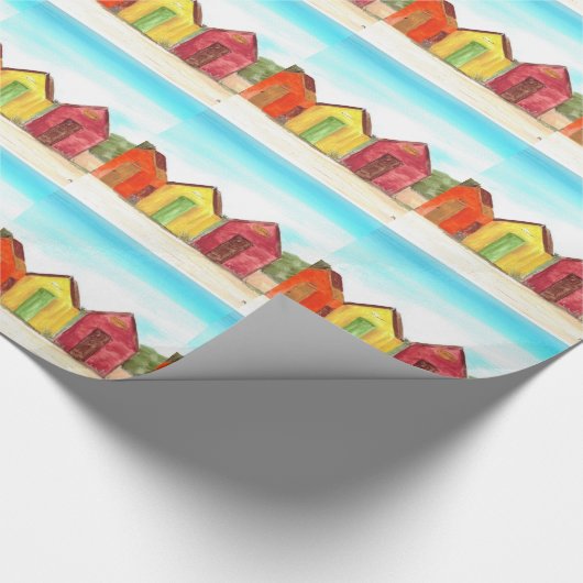 Strandhütten Kunstdruckstrand Geschenkpapier (Ecke)