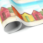 Strandhütten Kunstdruckstrand Geschenkpapier (Rolleneckpunkt)