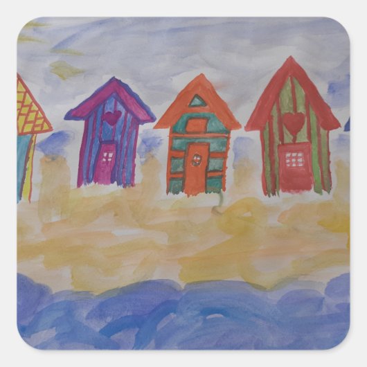 Strandhütten Quadratischer Aufkleber (Vorderseite)