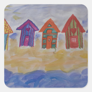 Strandhütten Quadratischer Aufkleber
