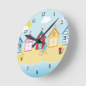 Strandhütten Runde Wanduhr (Winkel)