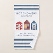 Strandhütten Streifen Sonnenschirme Küstentext  Badhandtuch Set (Handtuch)