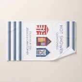 Strandhütten Streifen Sonnenschirme Küstentext  Badhandtuch Set (Handtuch)