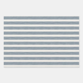 Strandhütten-Streifenmuster in Meeresglas-Blau Geschenkpapier Set