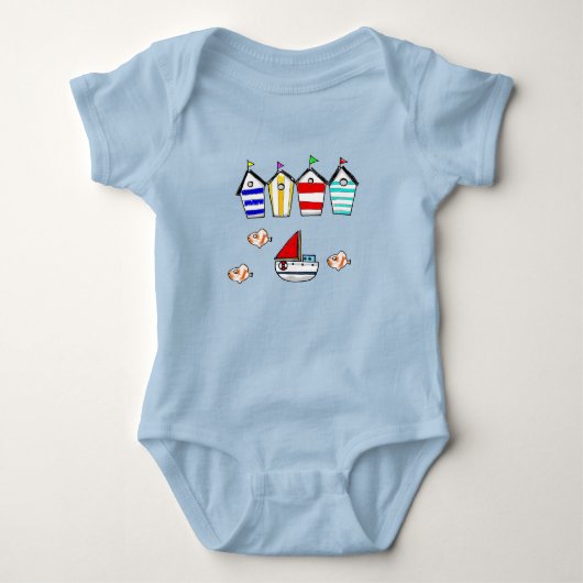 Strandhütten und Boote Baby Strampler (Vorderseite)