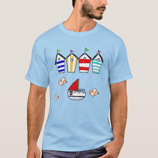 Strandhütten und Boote T-Shirt (Vorderseite)