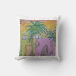 Strandhütten und Golden Skies Throw Kissen