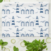 Strandhütten und Leuchtturme am Meer Geschirrtuch (Gefaltet)