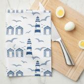 Strandhütten und Leuchtturme am Meer Geschirrtuch (Viertel Falte)