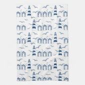 Strandhütten und Leuchtturme am Meer Geschirrtuch (Vertikal)