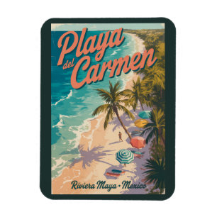 Strandillustration Playa del Carmen Reise Kunst Magnet