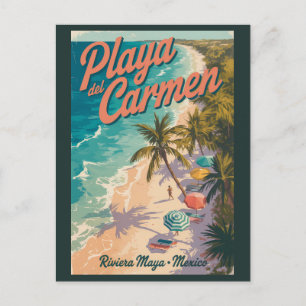 Strandillustration Playa del Carmen Reise Kunst Postkarte