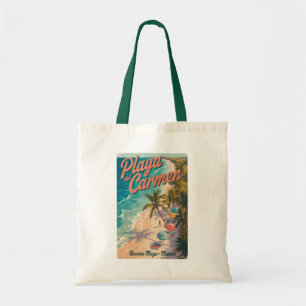 Strandillustration Playa del Carmen Reise Kunst Tragetasche