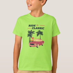 Strandillustration Retro-Klassiker-Auto T-Shirt