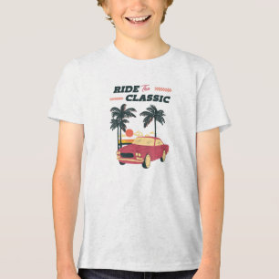 Strandillustration Retro-Klassiker-Auto Tri-Blend Shirt