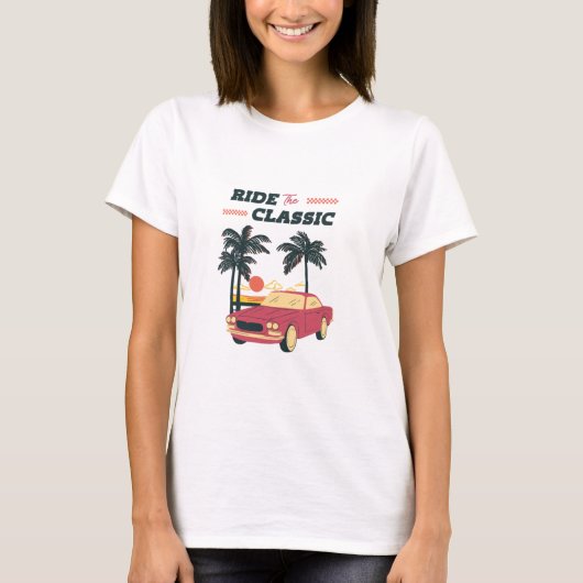 Strandillustration Retro Oldtimer T-Shirt (Vorderseite)